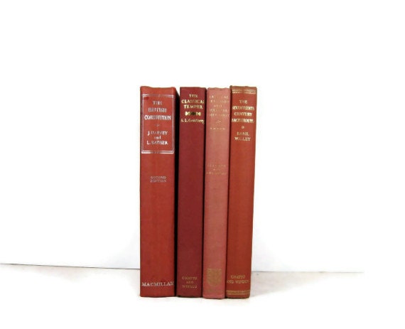 Salmon Peach Decorative Books, Vintage Photo Props, Vintage Wedding Decor