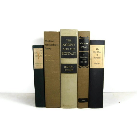 Earth Tone and Black  Vintage   Books, Vintage Wedding Decor, Vintage  Photography Prop