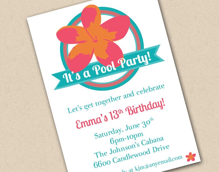 Tropical Pool Party Invitation Il_170x135