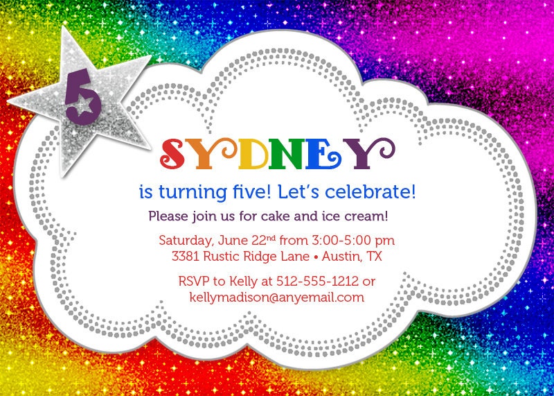 Sparkly Rainbow Birthday Party Invitation Il_170x135