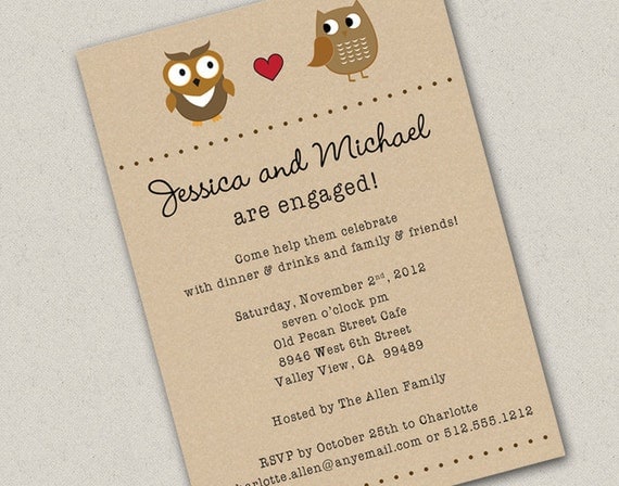 Two Owls Engagement Party Invitation Il_570xn