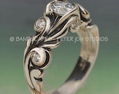 The ANNE WEDDING SET - Engagement Ring and Matching Wedding Band.  Sterling Silver with White Sapphire