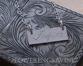Inspire - Sterling Silver Rectangle Bar Necklace - Hand Engraved - Inspirational Jewelry