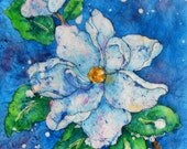 Watercolor Batik White Magnolia by Martha Kisling