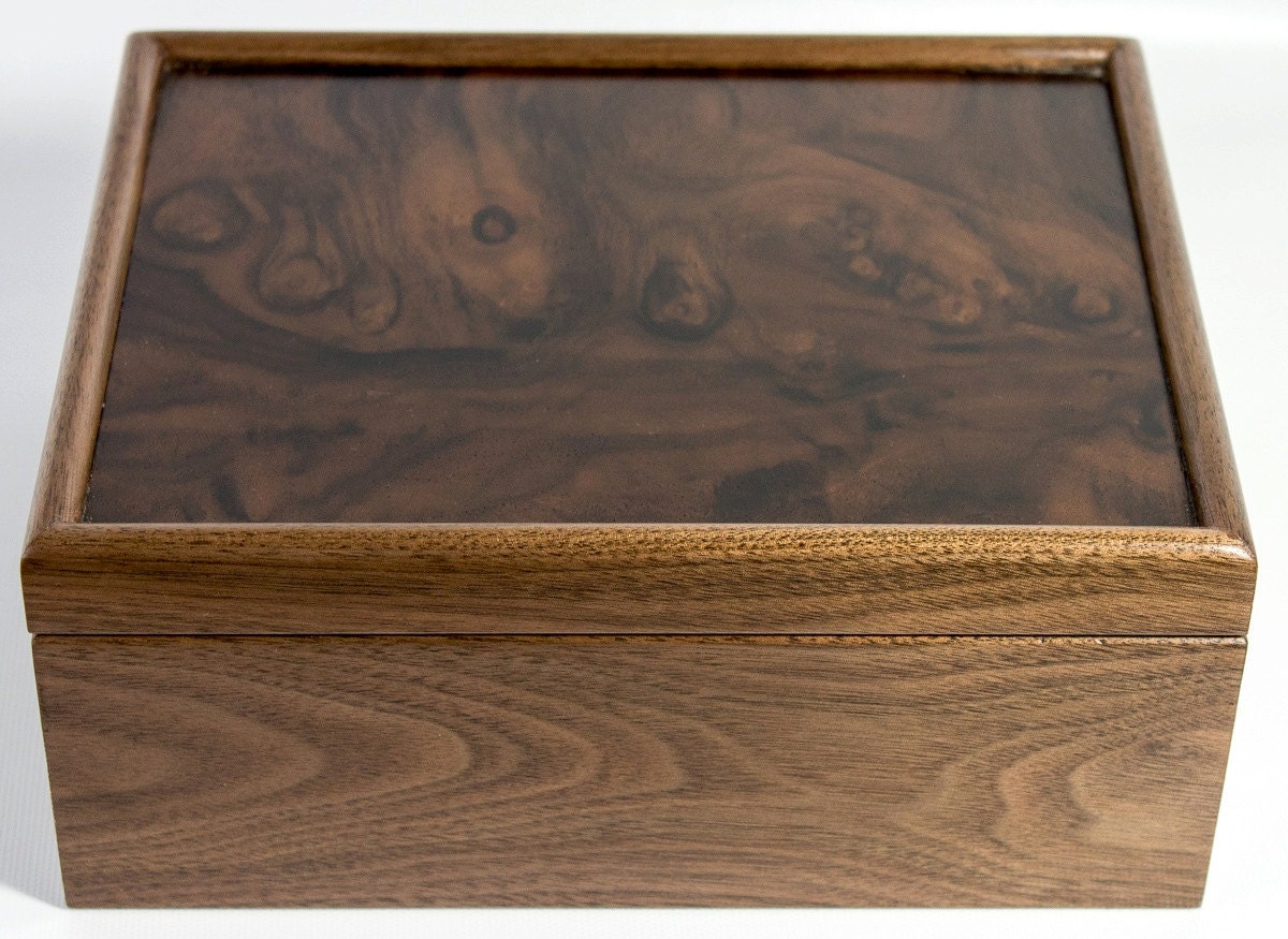 Black Walnut and Walnut Burl Large Keepsake Box