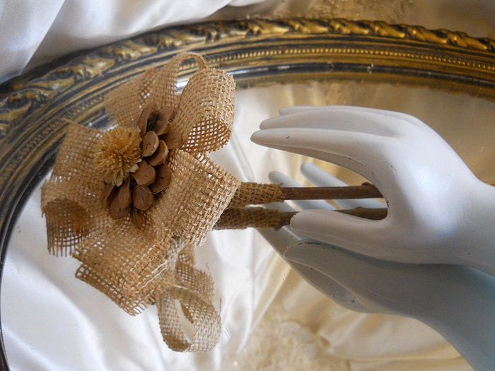 1 Large 17" Tall Burlap Country Daisy Flower Stem for weddings, table decor, centerpieces.