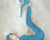 Art print of acrylic painting. Mother child art. blue nursery wall art, "Alice Blue"
