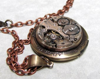 Steampunk Locket Necklace Pendant ( MSL5 )