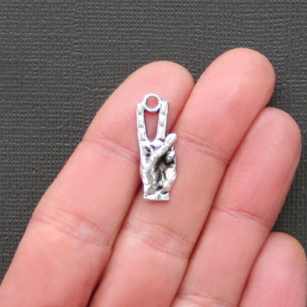8 Peace Sign Charms Antique Tibetan Silver Tone - SC1644