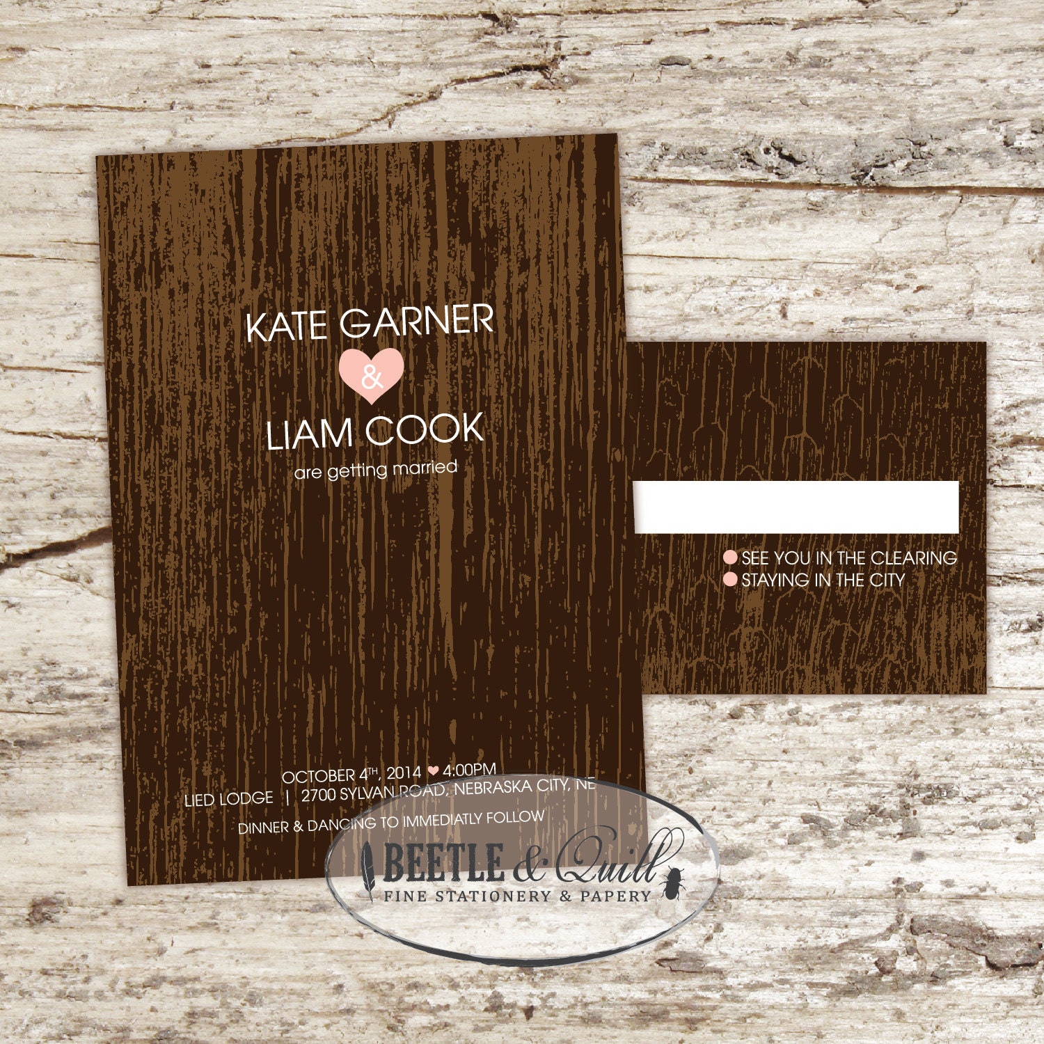 Modern Lumberjack Printable Wedding Invitation Set