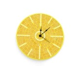 Yellow mosaic wall clock sunny golden honey sun large home decor mirror pieces - SirliMosaic