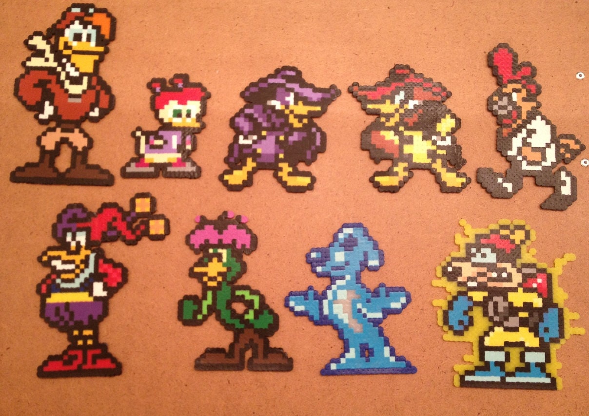 Darkwing Duck NES Pixel Beads 8 Bit Perler Sprites Art  Launchpad Gosalyn Negaduck Steelbeak Quackerjack Bushroot Liquidator Megavolt 9 set