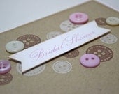Bridal Wedding Shower Invitations, Button thank you cards, Lavender and white cards, set of 12