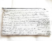 Handwriting Fabric Zipper Pouch / Pencil Case / Make Up Bag / Gadget Sack
