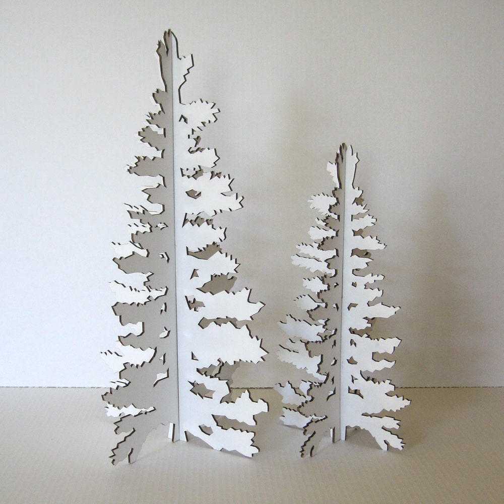 White Cardboard Christmas Tree - Winter Eco Laser Cut Holiday Decoration