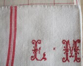 6 for 99 dollars ANTIQUE FRENCH LINEN linen  kitchen cloths red stripe  ..linen tea towel linen  napkins