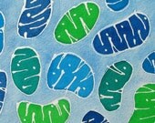 Happy Blue-Green Mitochondria - original watercolor painting