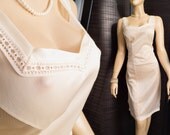 RESERVED XL plus size creamy beige vintage full slip 1980s vintage (PL272)
