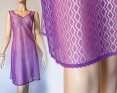 Purple see through XL plus size vintage full slip 1970s vintage (PL290)