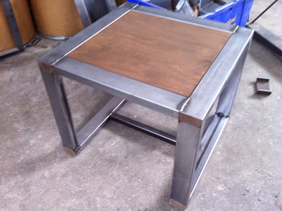 Metal and wood side table