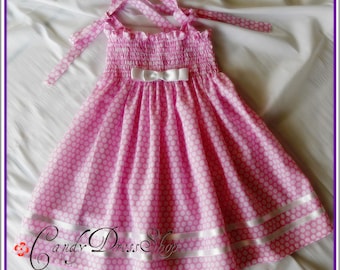 Pink and white polka-dot dress-Size 18-24 months (Available in size 6 month to 3 years) summer dress- toddlers for baby girls
