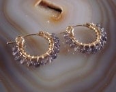 Iolite Earrings, Gold Earrings,14K Gold Filled Hoops with Iolite Beads, Hoop Earrings, Mother's Day Jewelry