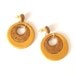 Bronze golden dangle hoop earrings polymer clay medium size statement earrings circles one-of-a-kind unique earrings