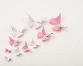 3D Wall Butterflies: Butterfly Wall Art for Nursery, Girl's Room, or Home Decor - Flight of 20 in Carnation & Field Rose