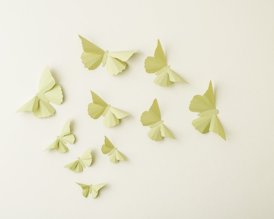 3D Butterfly Wall Decals: Paper Butterflies in Silhouette for Girls Room Wall Art, Nursery, & Home Decor, Set of 10 Anise