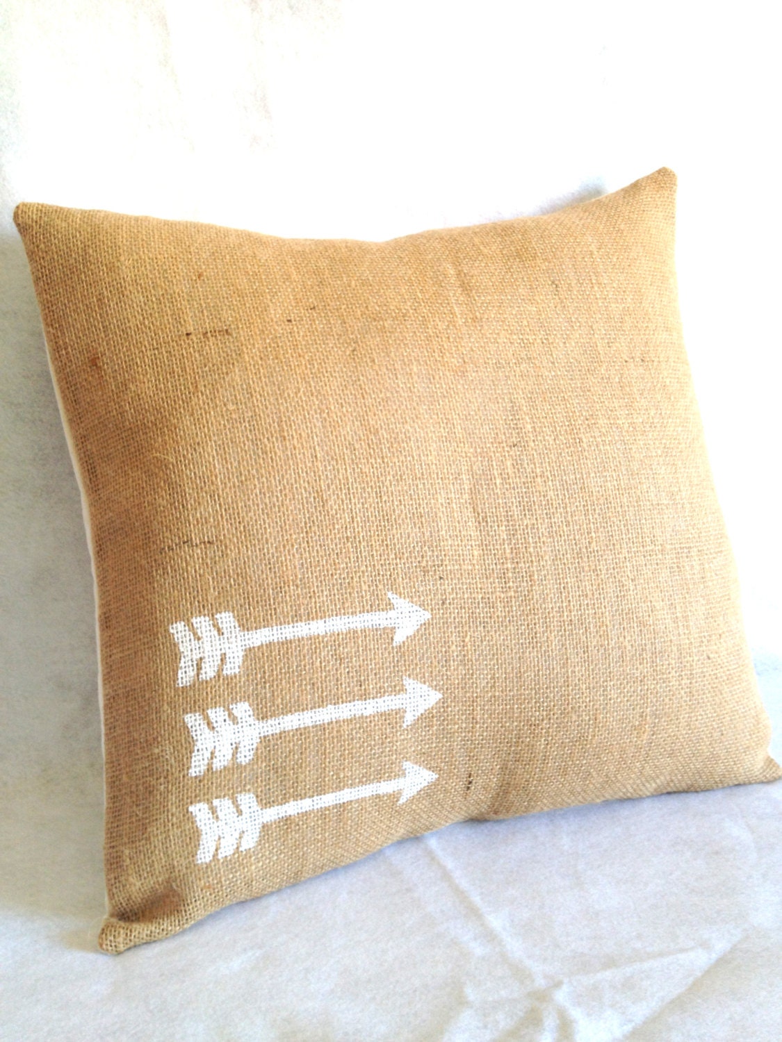 Geometric Arrows Burlap Pillow Cover 18 x 18