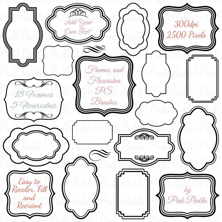 Frames Photoshop Brushes, Flourishes Photoshop Brush - Commercial and Personal