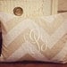 Monogrammed Neutral Chevron Print Throw Pillow-Medium Lumbar
