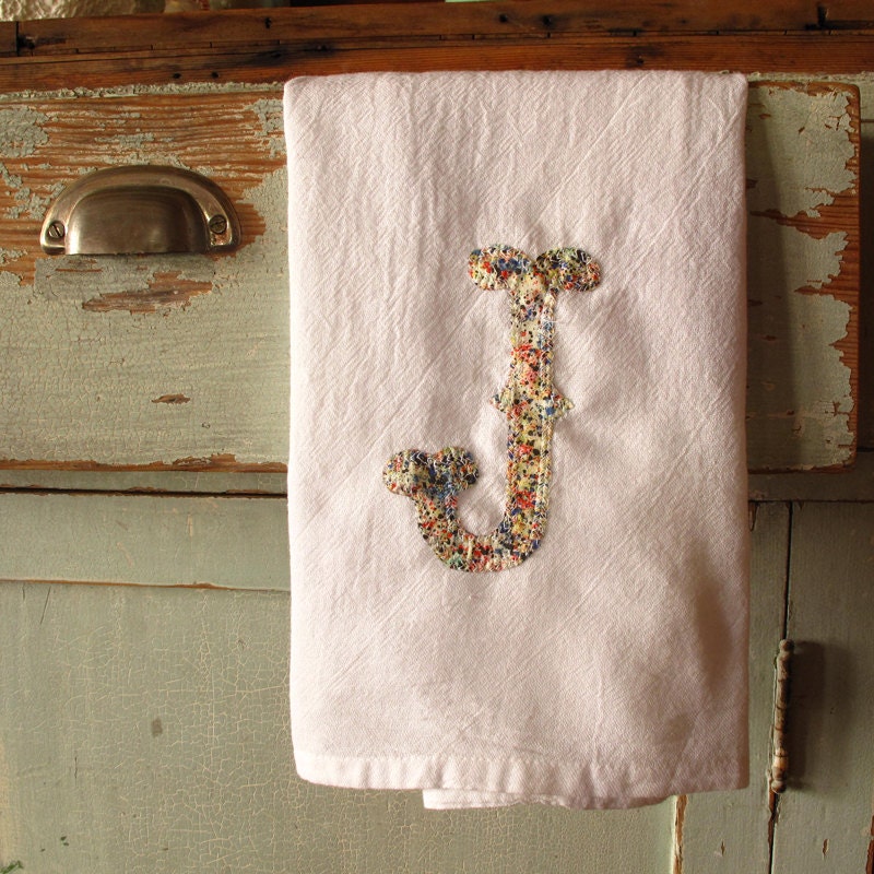 personalized tea towel - sewn monogrammed flour sack towel - customizable