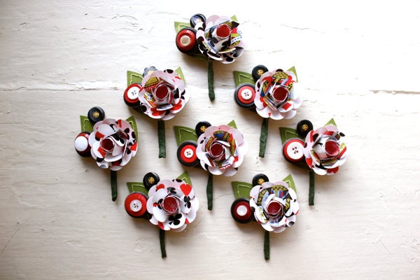 Paper Flower Boutonniere, Wedding, Playing Card, Las Vegas, Rose