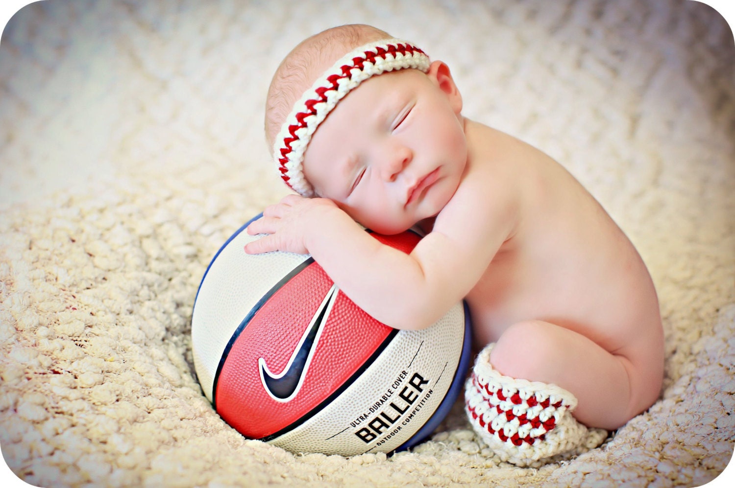Newborn Baby Photo Prop Basketball Headband and Leg Warmers