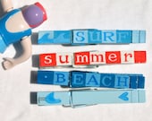SUMMER BEACH CLOTHESPINS hand painted magnet pegs