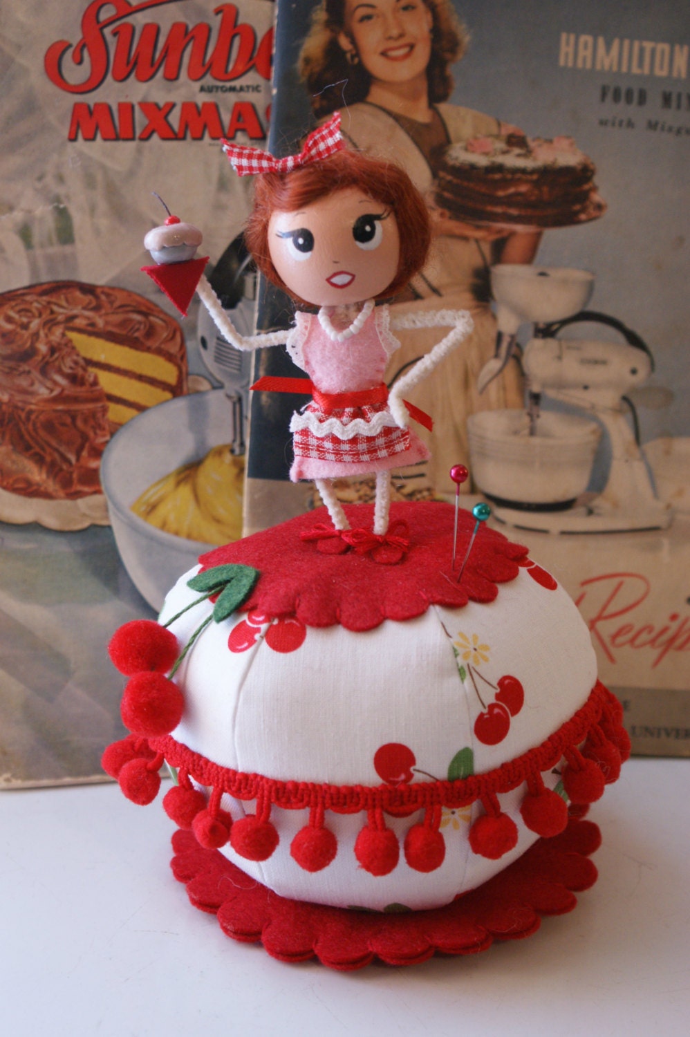 Cherry Pie Ball Pincushion