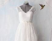 Paula-Custom Short Lace Wedding Dress inspired by vintage style-City Country Beach Bride