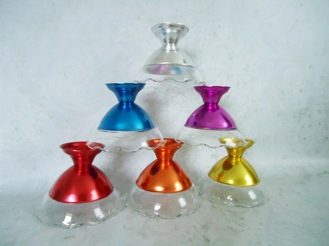 Colorama Aluminum Sherbert Bowls - Vintage Colored Aluminum Sherberts - Retro Aluminum Sundae Bowls