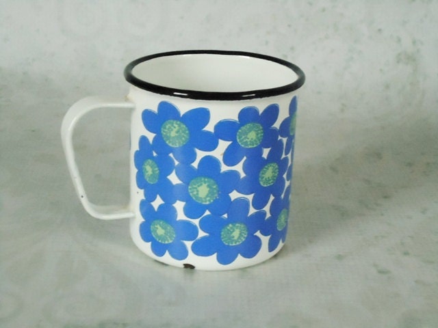 Finel Floral Mug - Vintage Finel Arabia Floral Enamelware Mug