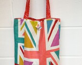 Vibrant multi coloured Union Jack Tote