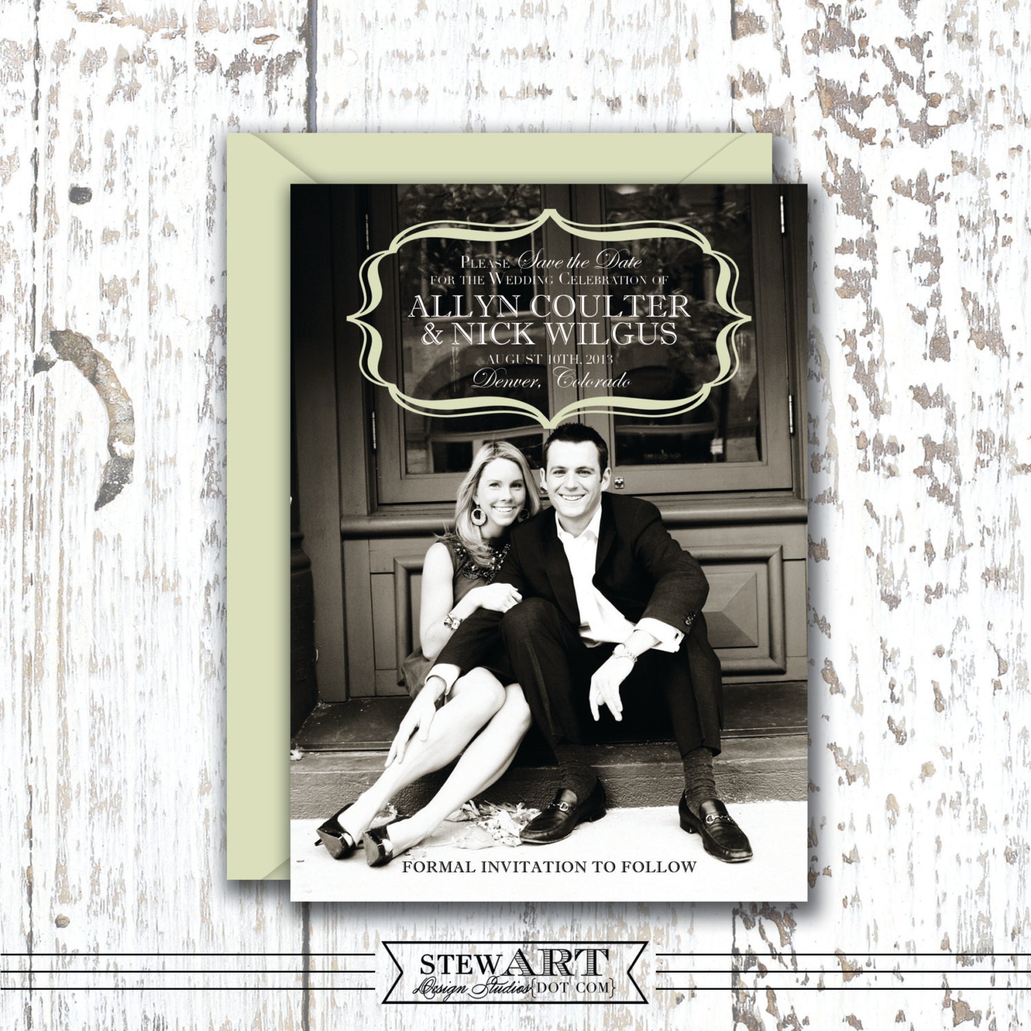 Romantique Save the Date - Personalized Flat Card Size A6 with Envelope (2 Pieces) - CUSTOMIZE Color & Content - Set of 25