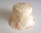Girls X Small Bucket Hat - Yellow with pink roses