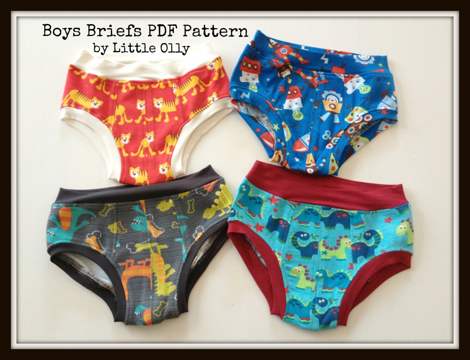 PDF Pattern, Boys Underwear Briefs Size 2-7