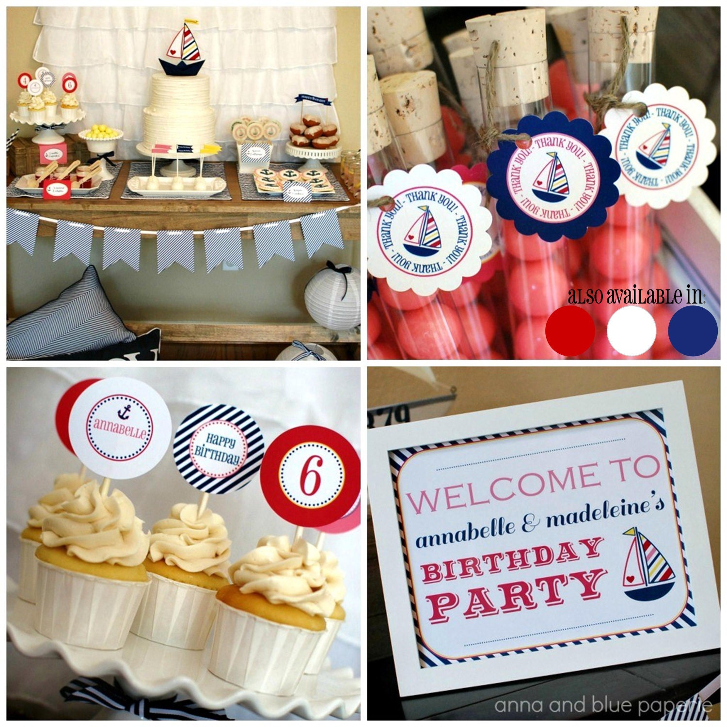 Custom Nautical Birthday - PRINTABLE DIY Party Collection - also available in red, white and blue Il_170x135