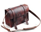 Leather Messenger Bag Leather Satchel  school bag or college bag a shoulder bag macbook ipad - Dark Whiskey Ready to Ship