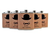 Wedding Favor Gentlemen Mustache Man Flasks for Groomsmen Best Man Ushers 6oz and 8oz Sizes