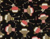 FUNKY MONKEY Sock Monkey by Timeless Treasures - Cotton Quilting Fabric  -1 yard