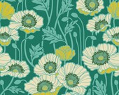 Joel Dewberry  - NOTTING HILL for Free Spirit Fabric - Pristine Poppy in Teal PWJD058 - 1 yard