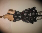 Betty Boop Black Red Hearts Biker Babe Geekery Pin UP SweetHeart Halter Ruffled Mini Dress